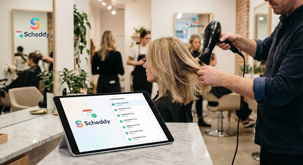 Scheddy bildirim yönetimi – kuaför salonunda randevu listesi ve onaylı seanslar