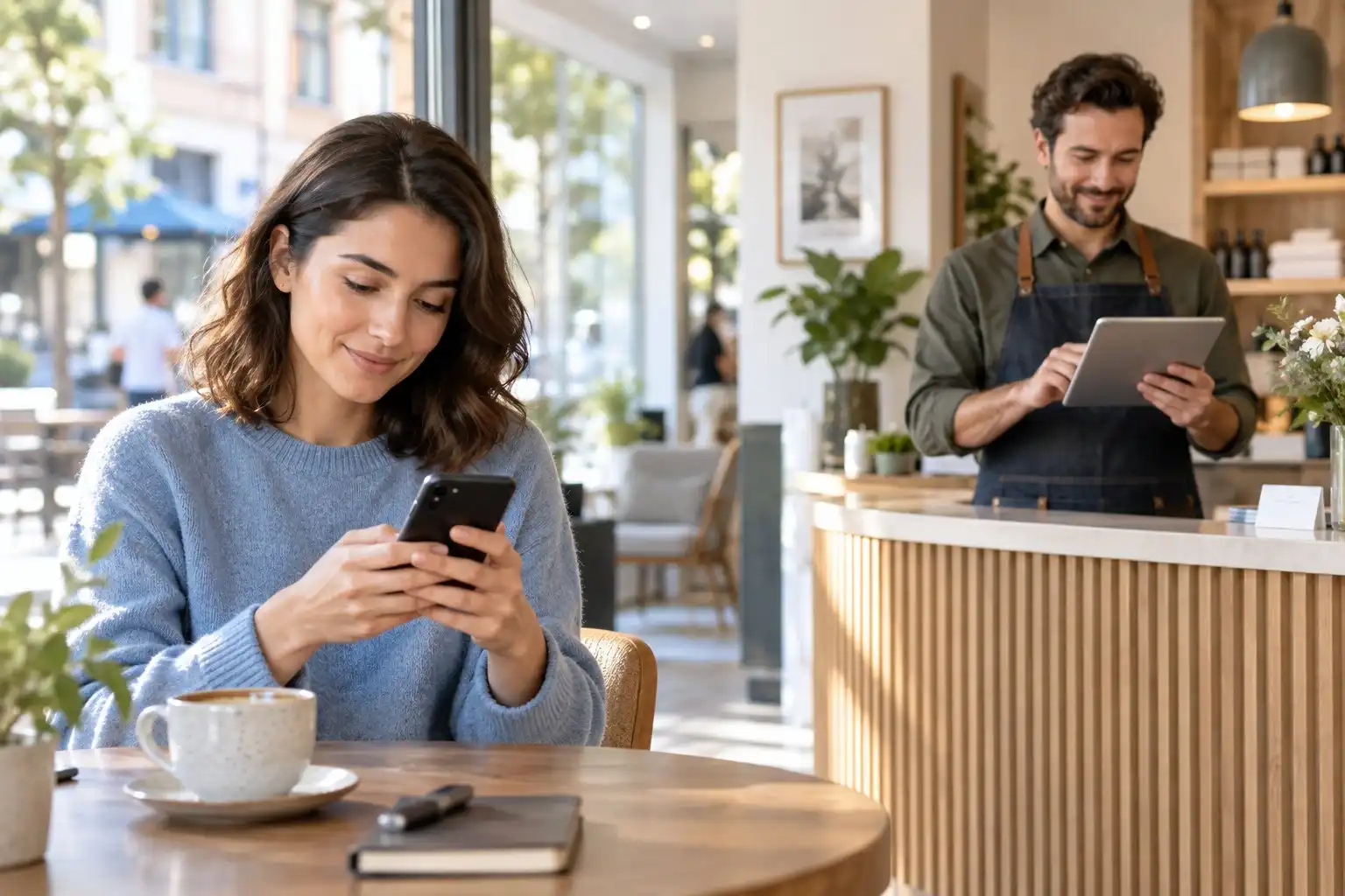 Müşteri telefondan online randevu alırken işletme sahibinin randevu takvimini yönetmesi